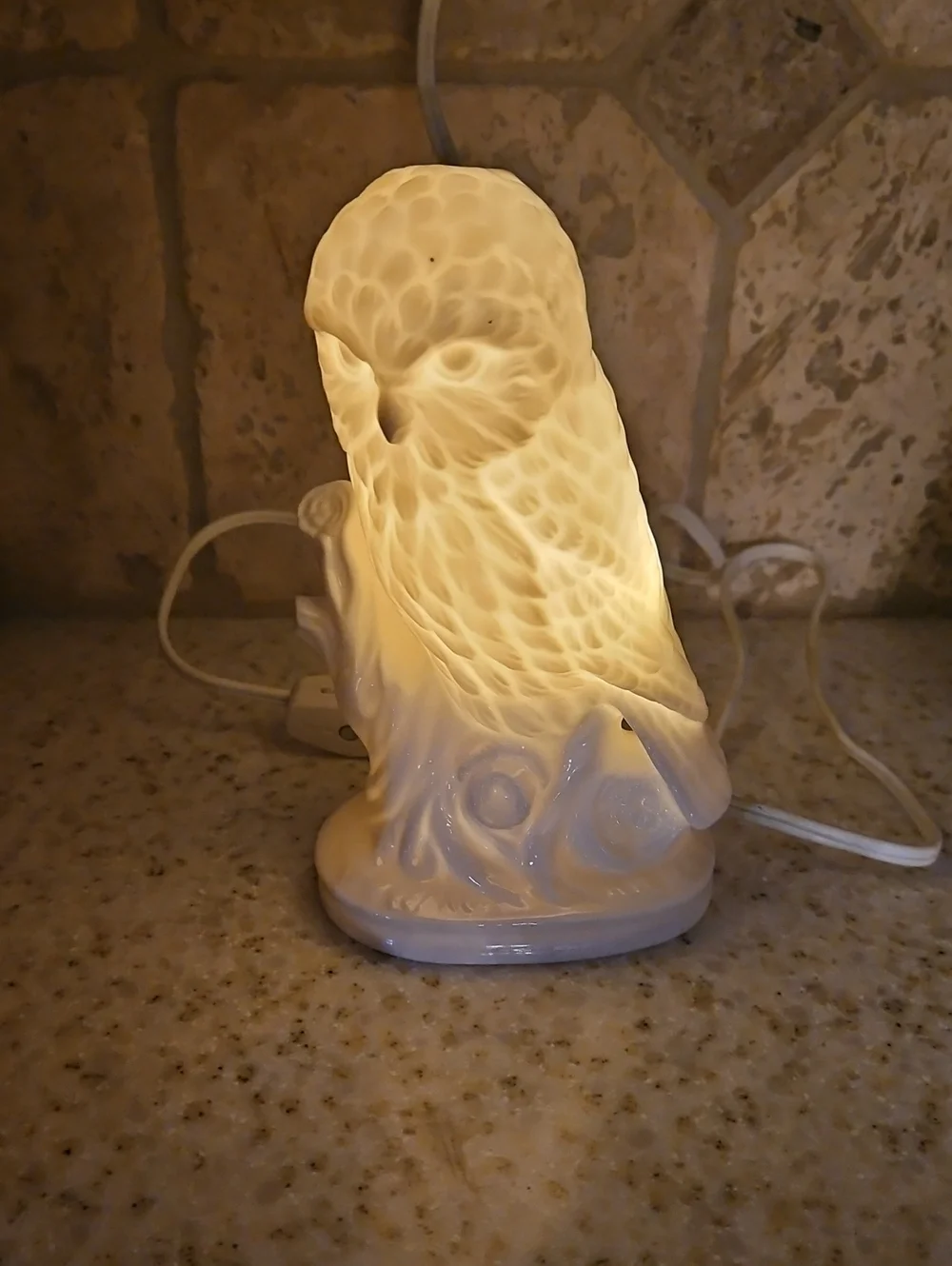 Vintage Porcelain Owl Accent Lamp - Warm White Made In Japan